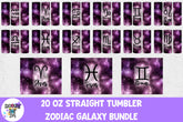 20 OZ Straight Tumbler Zodiac Galaxy Sublimation Bundle